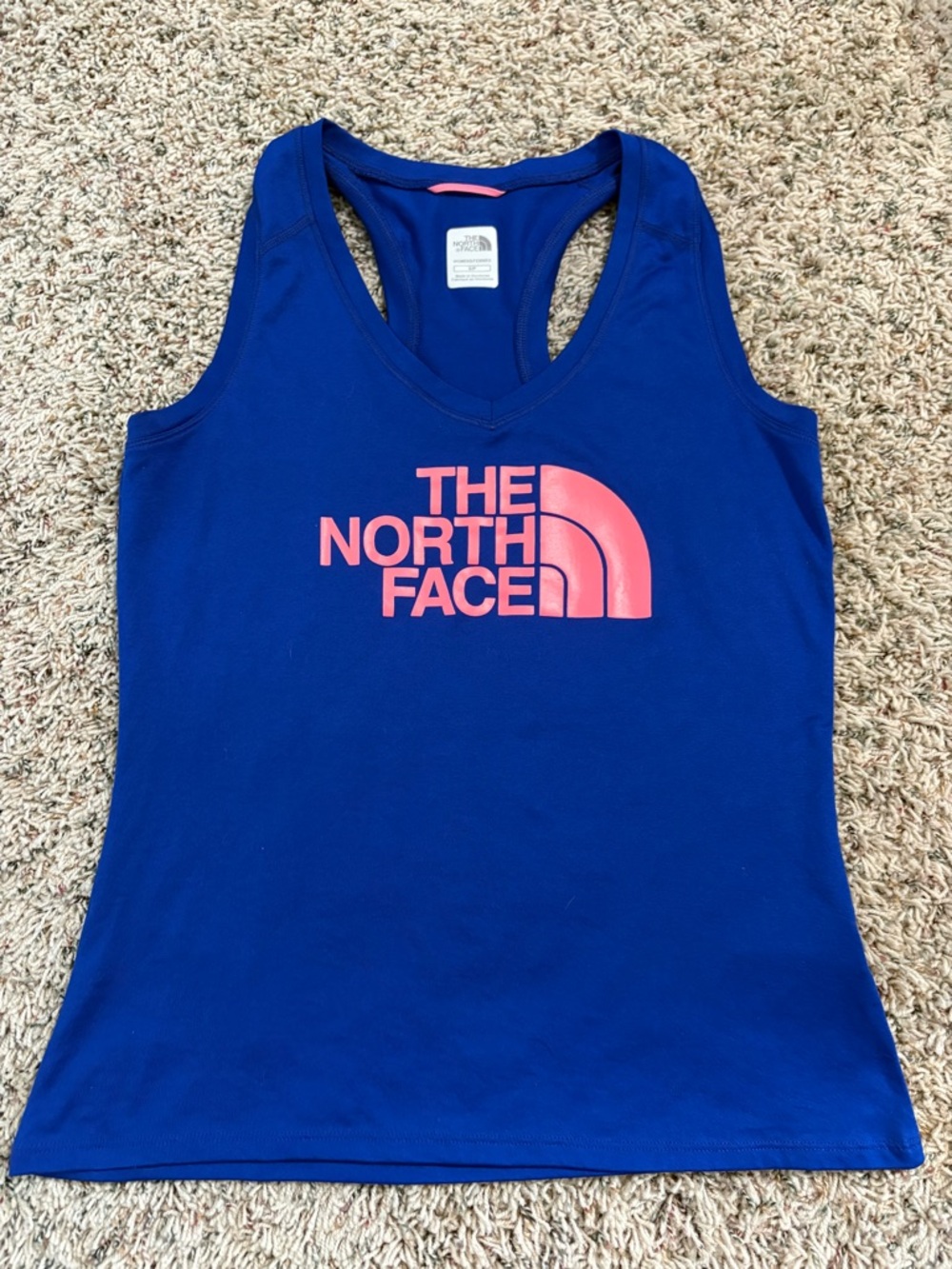 The North Face Women’s Blue Racerback Tank with Pink Logo Size Small